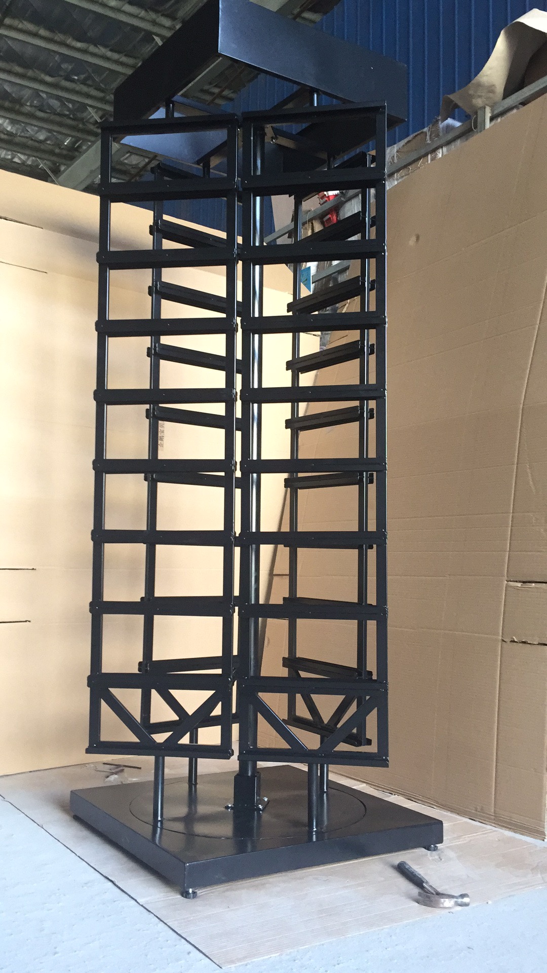 Premium Natural Stone Display Stand with rotating panel for Luxury Showrooms