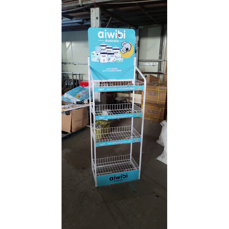 Steel Diaper Display Rack - Anti-Rust Retail Organizer with Space Saving Design