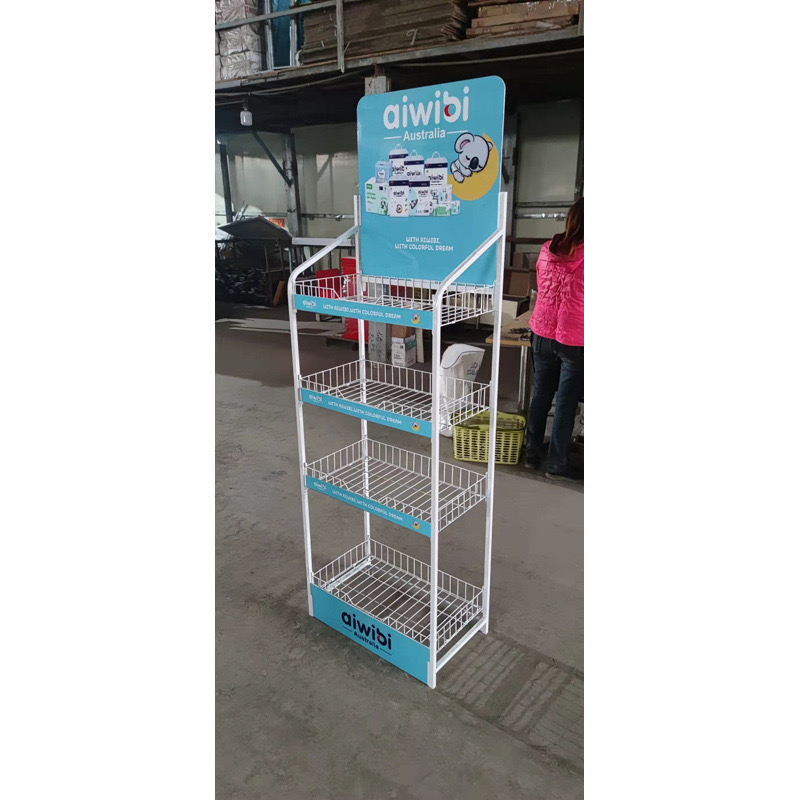 Steel Diaper Display Rack - Anti-Rust Retail Organizer with Space Saving Design