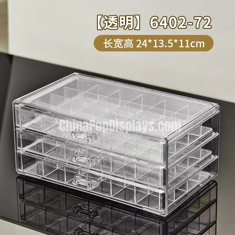 3-Tier Acrylic Jewelry Organizer Box with Stackable Clear Drawers