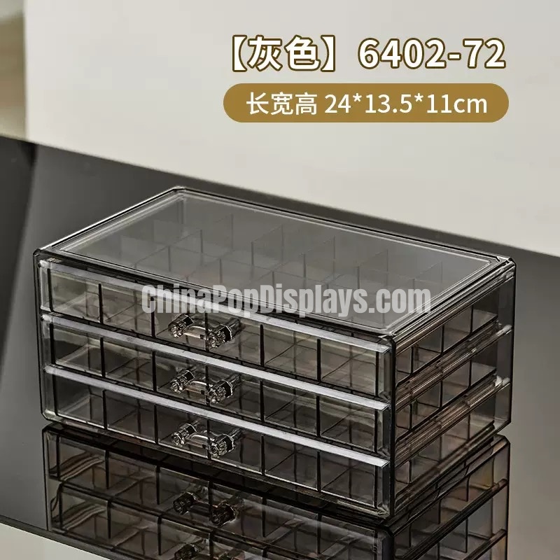 3-Tier Acrylic Jewelry Organizer Box with Stackable Clear Drawers