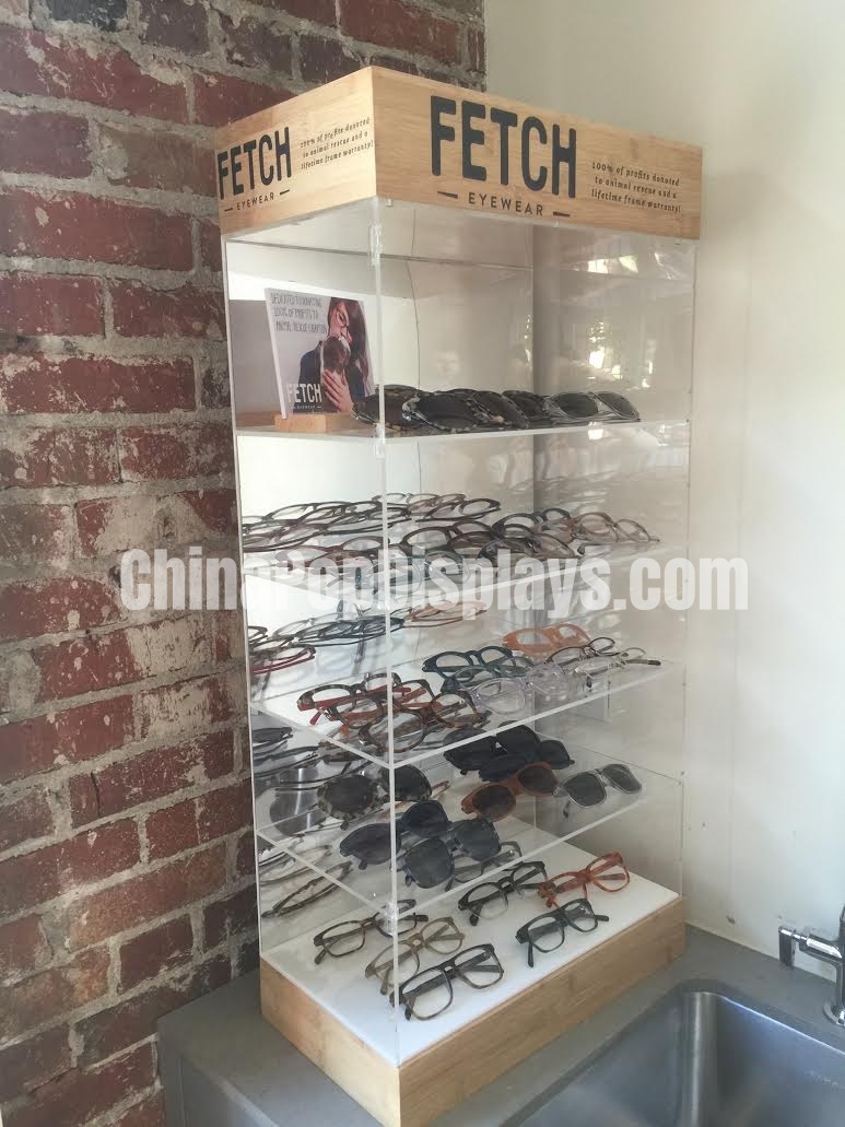 Luxury Bamboo & Acrylic Eyewear Display - Mirror Backed Dust-Proof Showcase