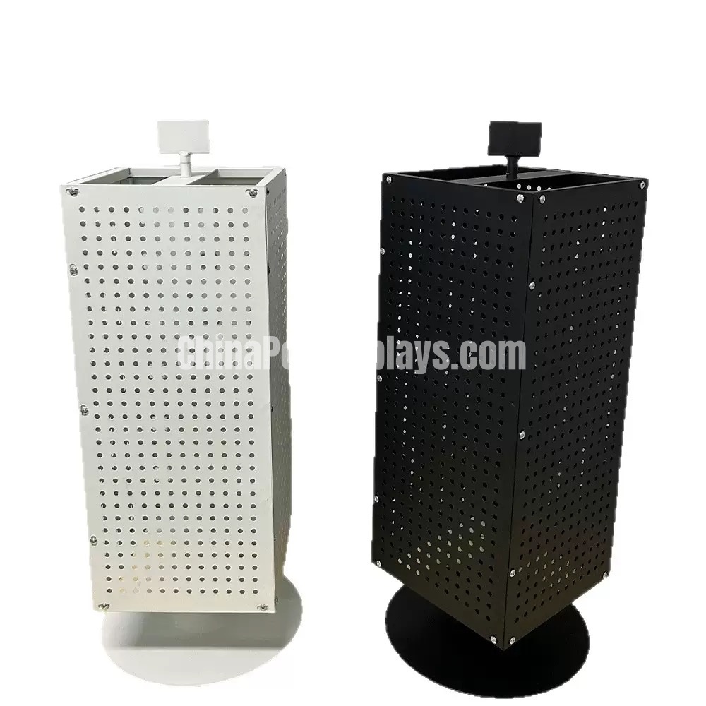 Space-Saving Rectangle Swivel Pegboard Rack with Adjustable Hooks