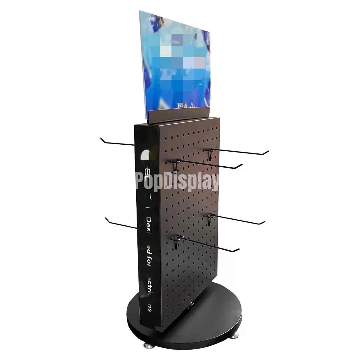 360° Rotating Metal Pegboard Desktop Organizer with Hooks