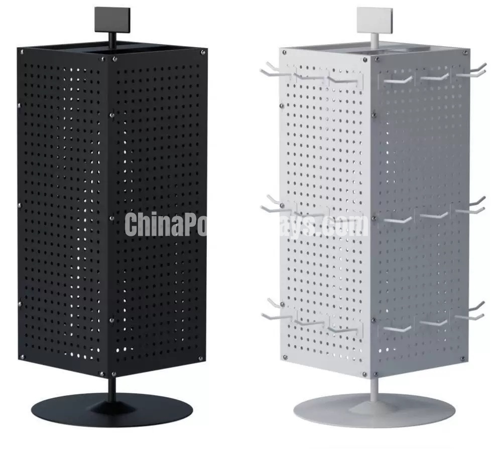 Space-Saving Rectangle Swivel Pegboard Rack with Adjustable Hooks