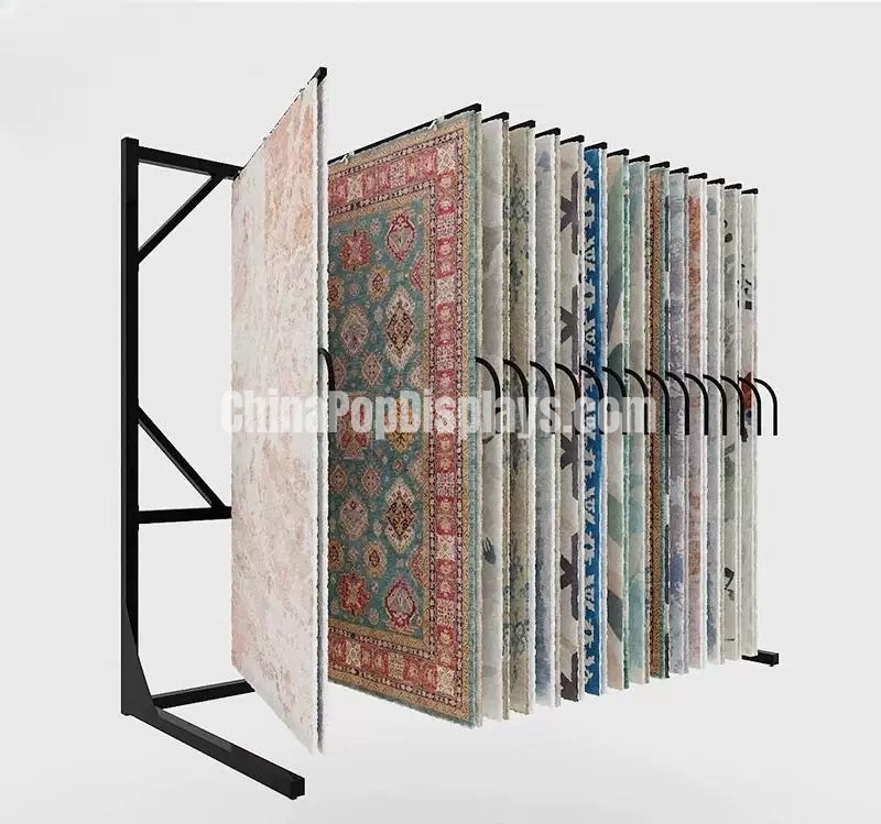 Modular Iron Retail Display Fixture - Commercial Standalone Flooring Display Stand & Carpet Showcase System