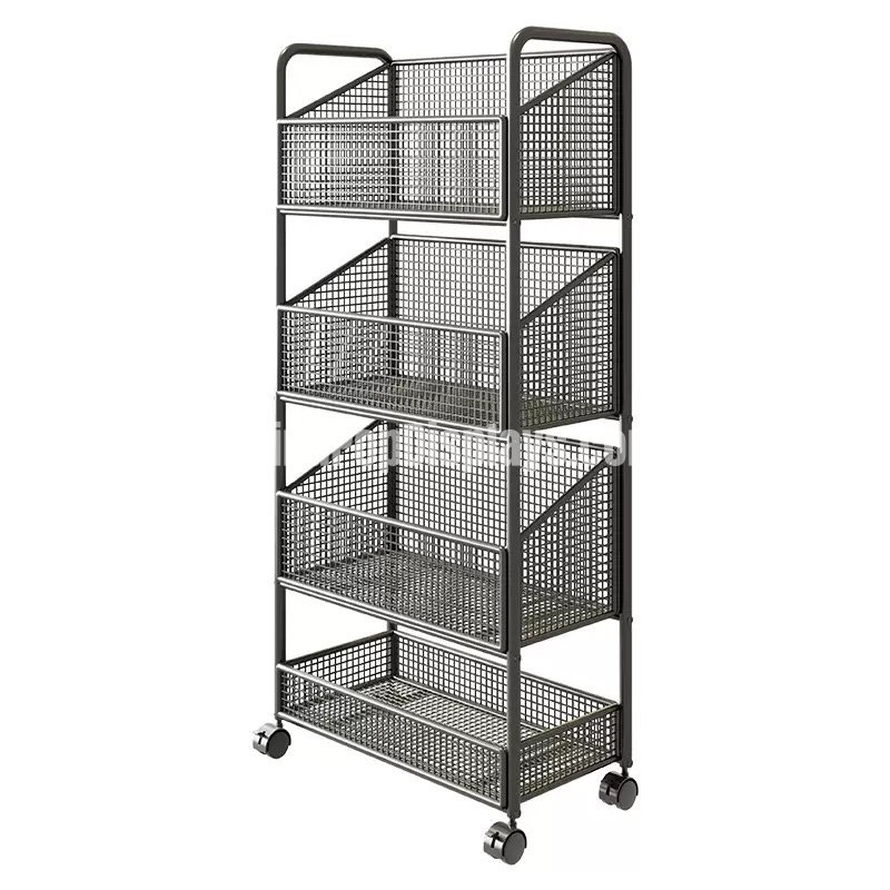 Heavy Duty 4-Tier Mobile Storage Rack with Casters - Commercial Rolling Display Stand & Portable Floor Merchandiser with Wheels