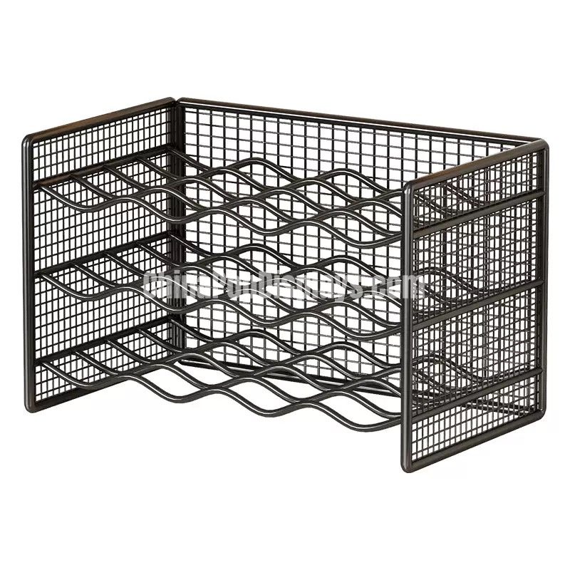 Rustic Metal Tabletop Wine Rack - Wrought Iron Mini Bar Display