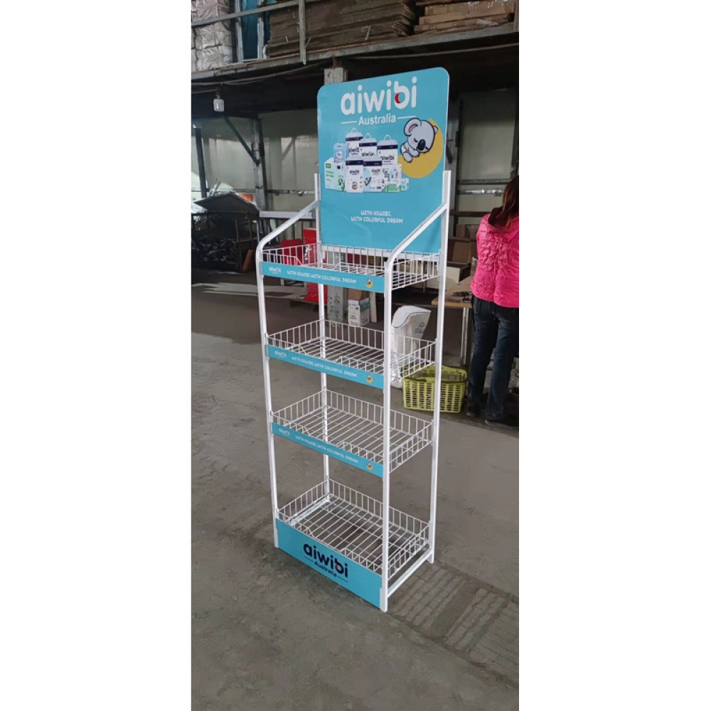 Steel Diaper Display Rack - Anti-Rust Retail Organizer with Space Saving Design
