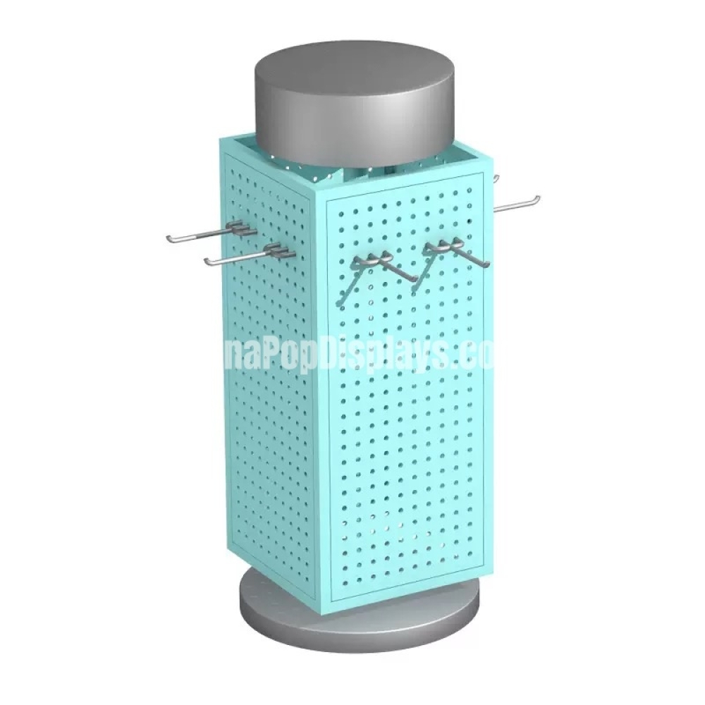 Heavy-Duty Iron Rectangle Pegboard Stand with Swivel Base