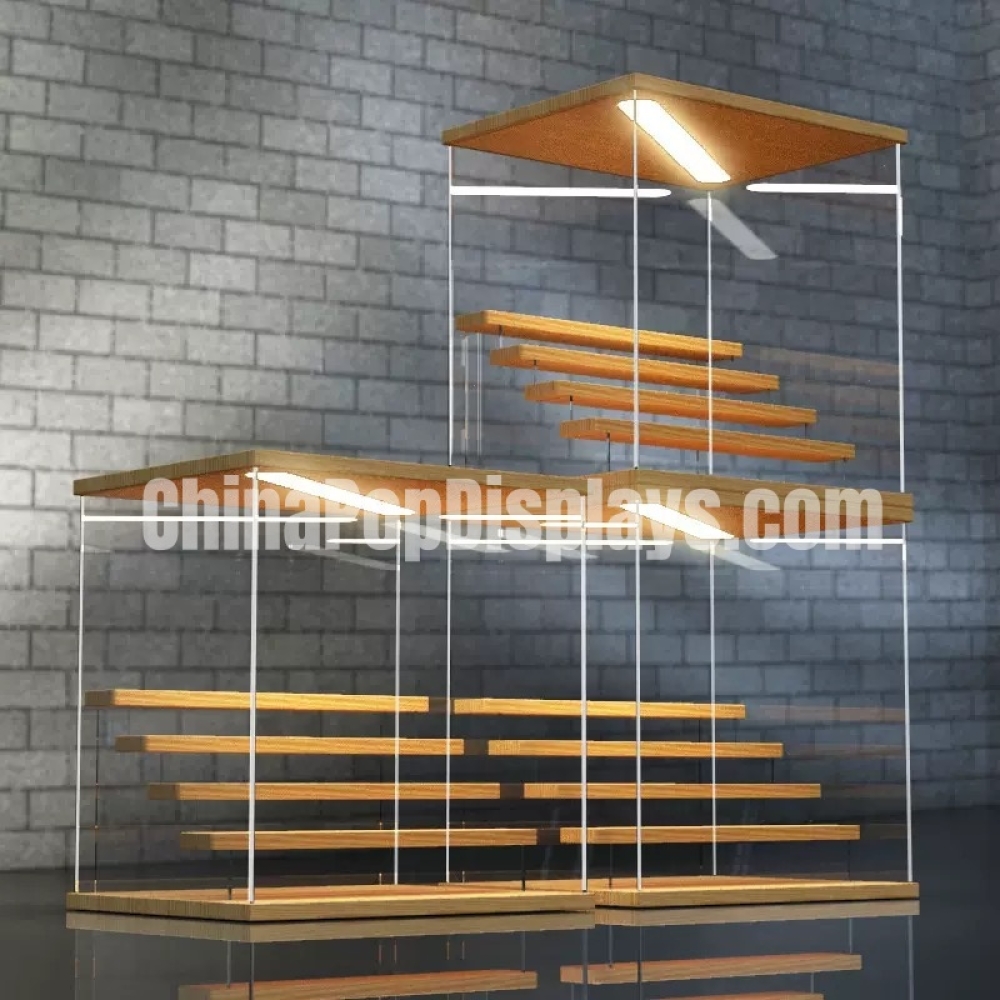 LED Lit & Stackable Acrylic Display Shelves for Retail Stores