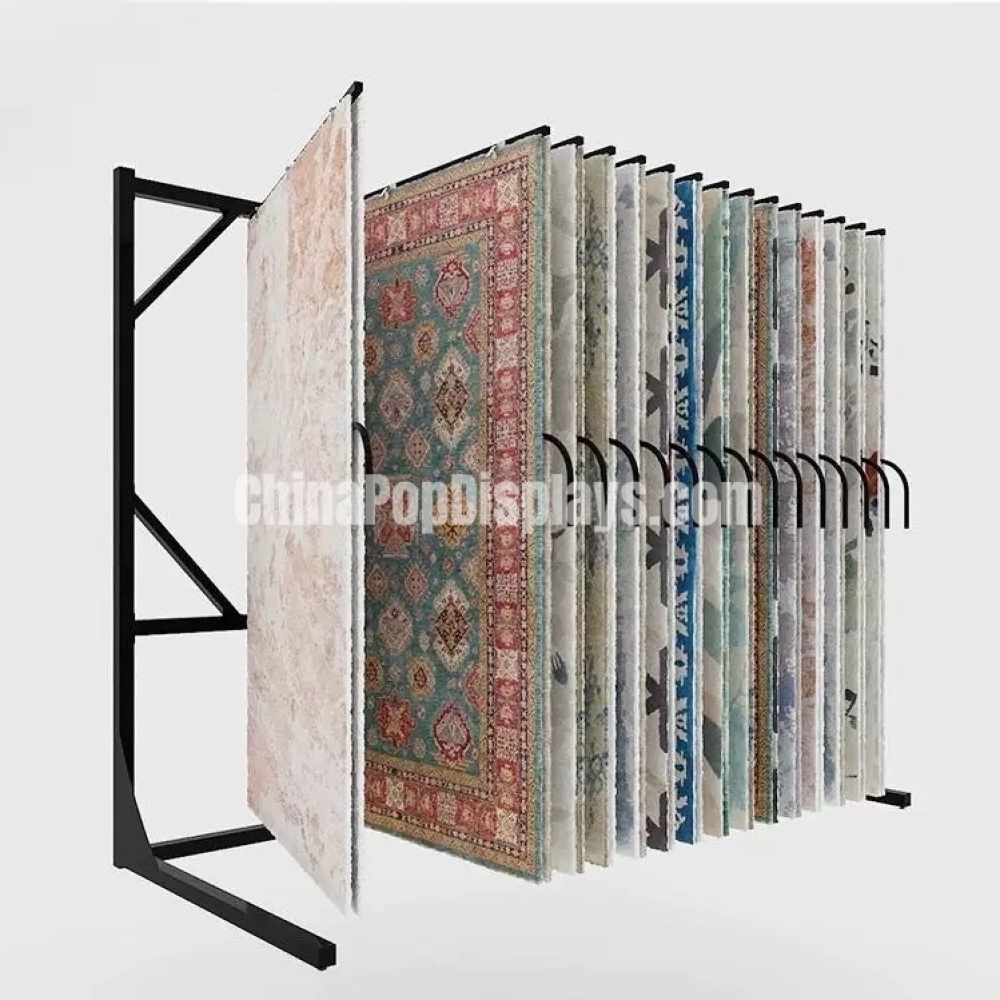 Modular Iron Retail Display Fixture - Commercial Standalone Flooring Display Stand & Carpet Showcase System