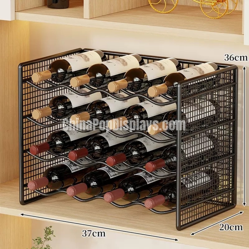 Rustic Metal Tabletop Wine Rack - Wrought Iron Mini Bar Display